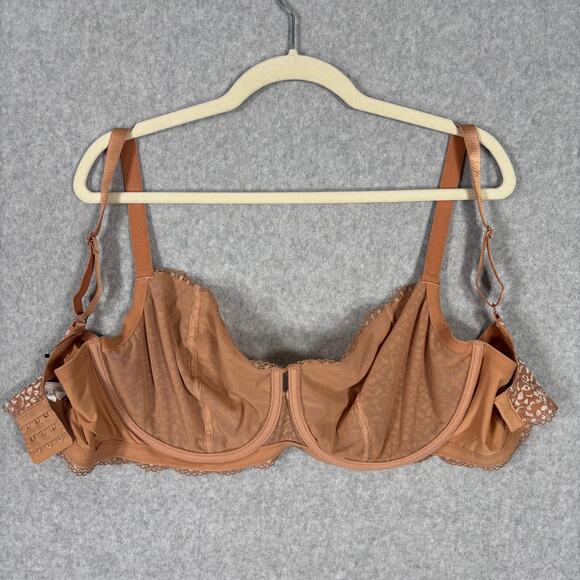 Skarlett Blue Bra‎ 40DDD Tan Balconette Lace Underwire Unlined 336221 NEW $62 - Picture 8 of 12